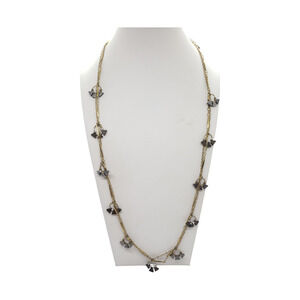 Vintage Geometric Charm Necklace Double Chain Mixed Metal MCM Brutalist